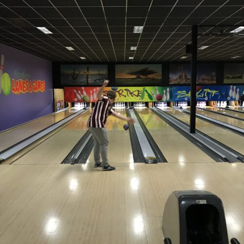 SLES Participant Pat bowling at work placement in Horsham