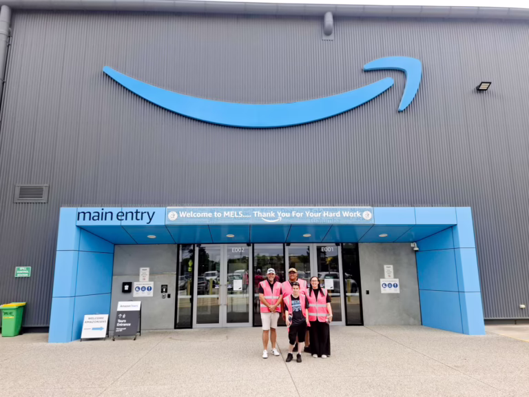 This good news story describes an industry visit to an Amazon Fulfilment Centre arranged by NDIS Finding and Keeping a Job mentors for five participants to explore employment pathways. The participants learned about the facility's operations and discussed job opportunities with the Site HR Manager.